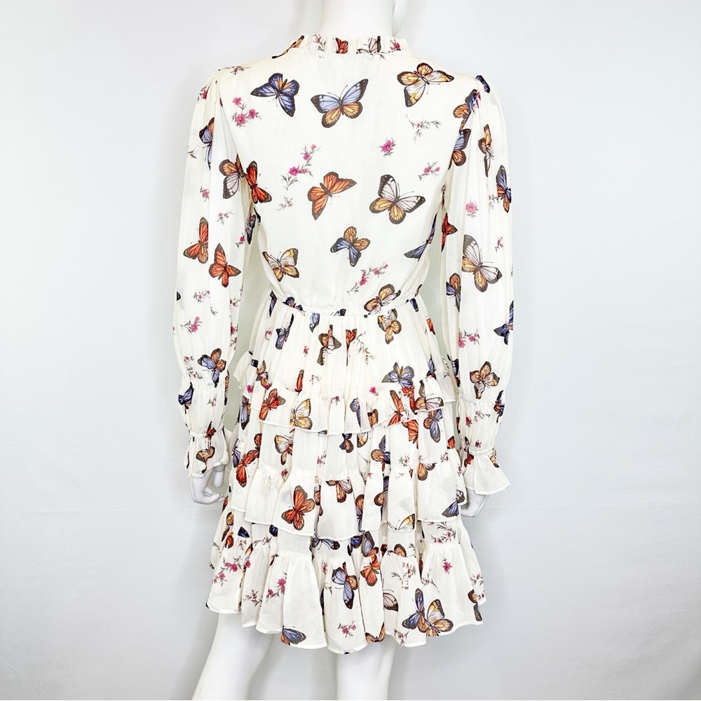 Jessakae Ivory Butterfly Ruffle Dress Size XS Long Sleeve Playful Party Girly - Picture 5 of 9